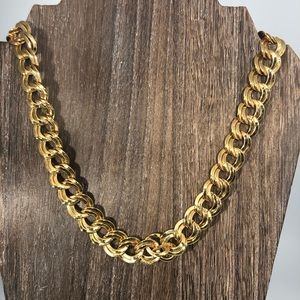 Vintage MONET Gold Tone, Double Link Choker Necklace